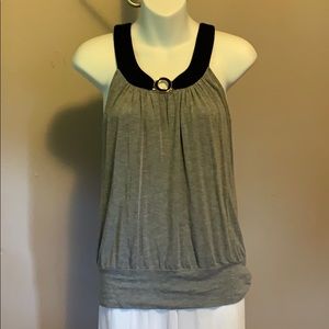 Grey sleeveless blouse